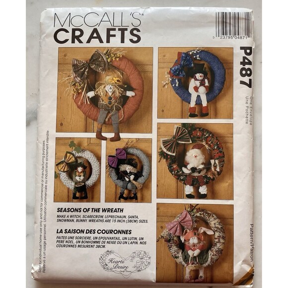 McCall’s Craft Pattern P487 Seasons Of The Wreath Uncut 15" Wreath - Picture 1 of 6